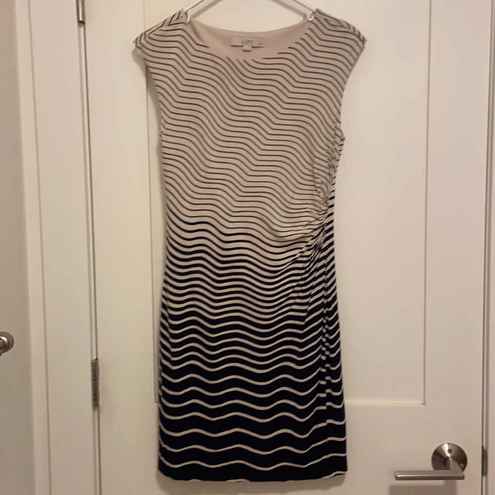 Navy/Cream Ann Taylor Loft Dress size small petite